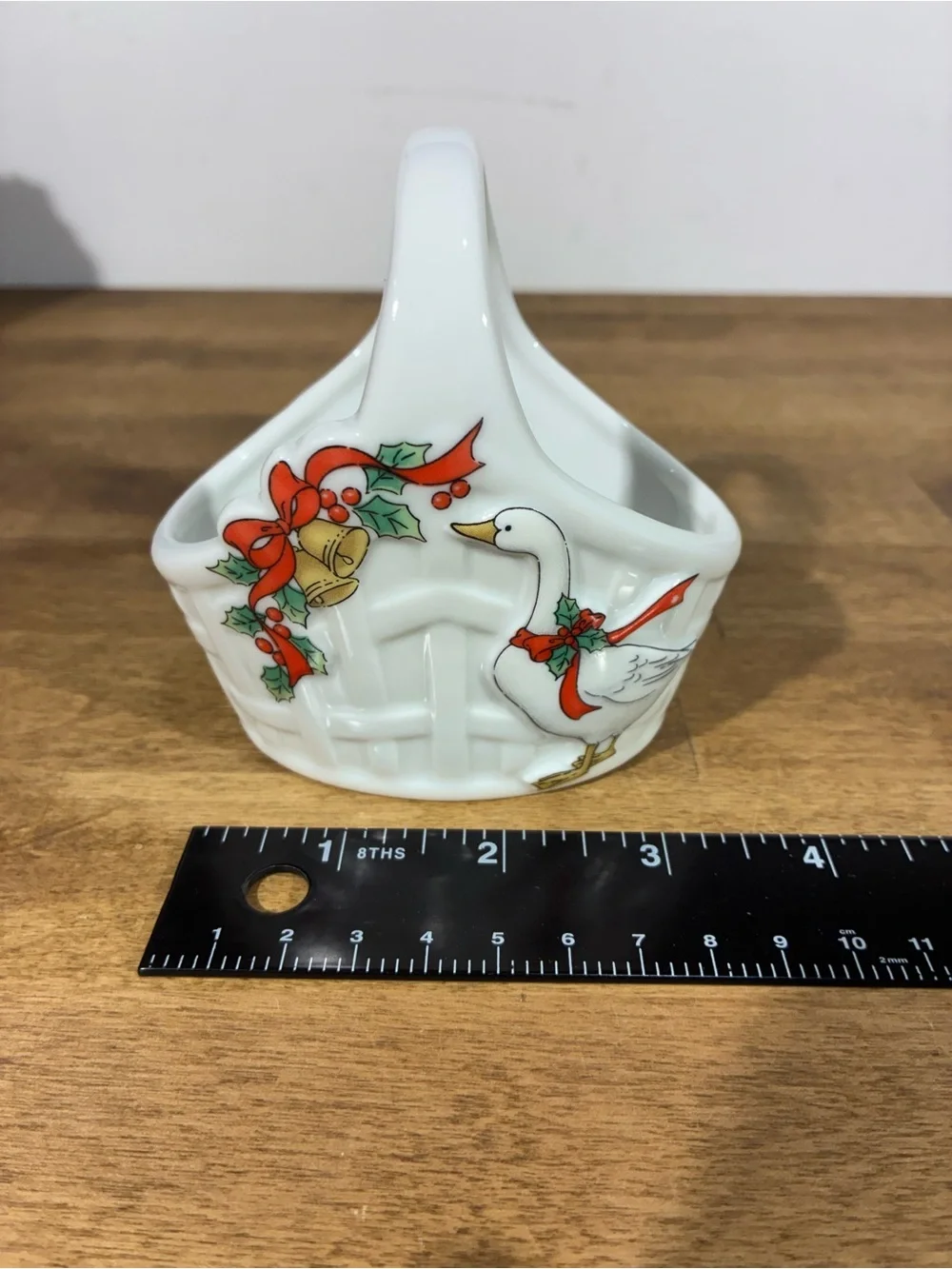 Vintage Jay Import Porcelain Mini Basket Goose Christmas Japan 14-5481F